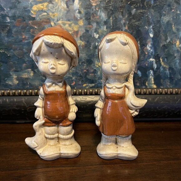 Lot of 2 Bohemian Children Hansel Gretel Style Painted Porcelain Figures 7” - Picture 1 of 6